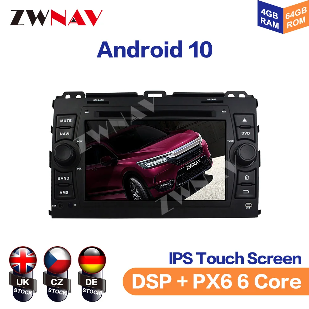 

Reproductor de DVD para coche Android10 Octa Core, reproductor Multimedia, navegación GPS para For TOYOTA Land Prado 2006-2010
