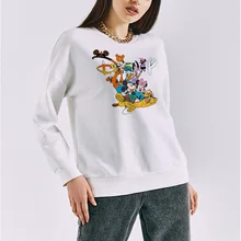 

Disney Sweatshirts Women Fashion Mickey Mouse and His Friends Cartoon Printed Tops O-Neck Long Sleeve Harajuku Streetwear Female