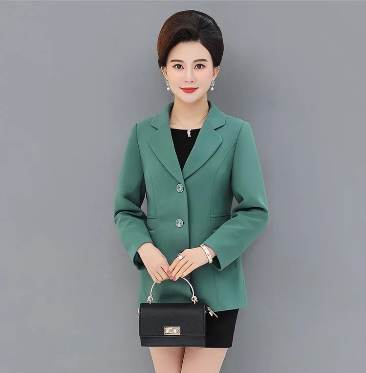 UHYTGF, Женская Весенняя осенняя куртка, однобортная, короткая, 5XL размера плюс, пальто с отворотом, элегантные женские тонкие куртки, chaqueta mujer 575