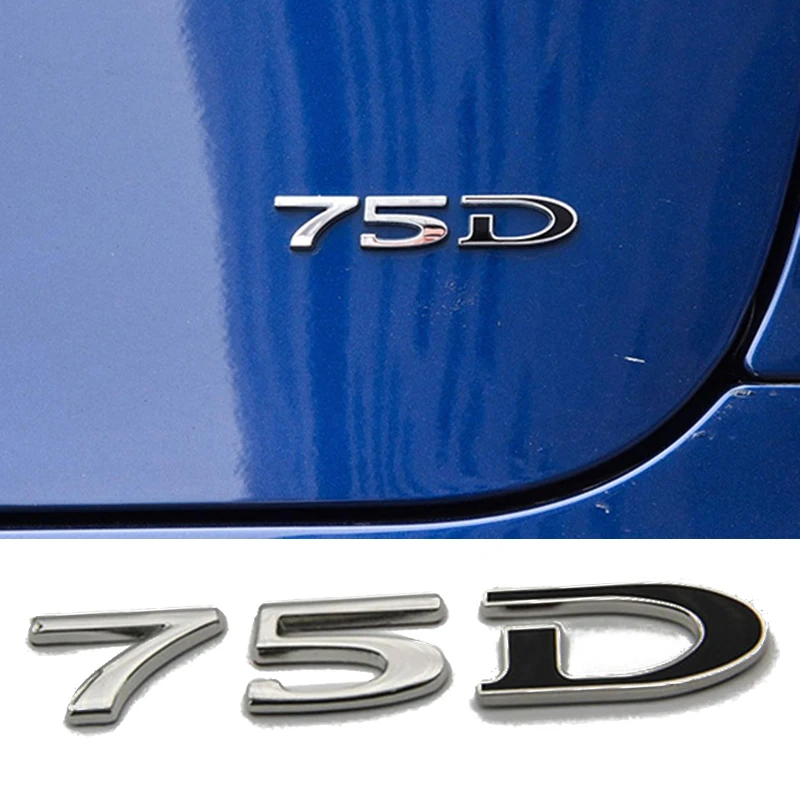 75 Black D ABS серебро черный P100D P90D 80D 85D буква Автомобильная эмблема логотип сзади модифицированные наклейки значок 14 см* 2,2 см для модели S модель X - Цвет: 75 Black D