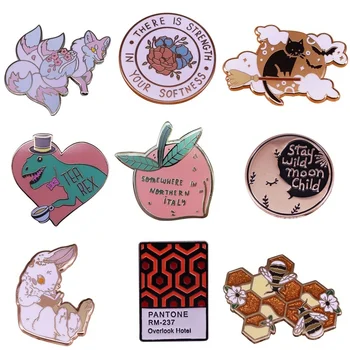 

K1989 Wholesale 20pcs/lot FOX Animal Cute Pins Enamel Pin Brooches Creative Metal Brooch Pins Denim Hat Badge Collar Jewelry