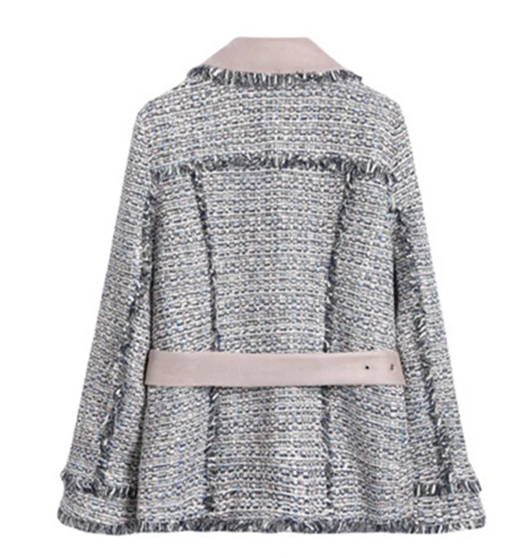 

2019 Autumn Graceful Tweed Pearl Clasp Waist Hugging Fur Trim Cropped Jacket 119339c3926