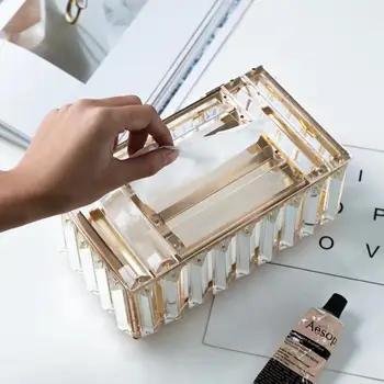 

Crystal Tissue Box Tissue Box for Dining Room Bedroom, Dresser Decoration Tissue Storage Box