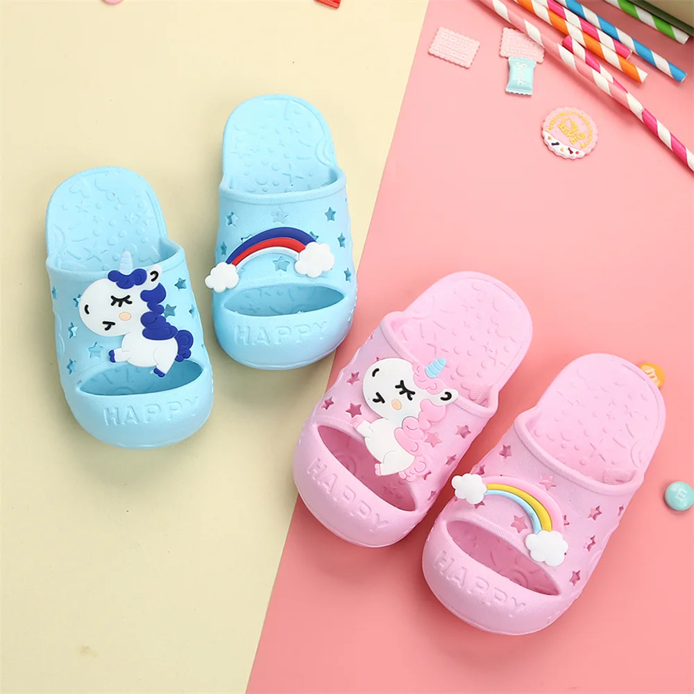 Unicorn Horse Rainbow Toe-Protected Kids Shoes Girls Children Slippers Boys Clog Baby Flip Flop Garden Footwear Home Beach EVA children's shoes for sale