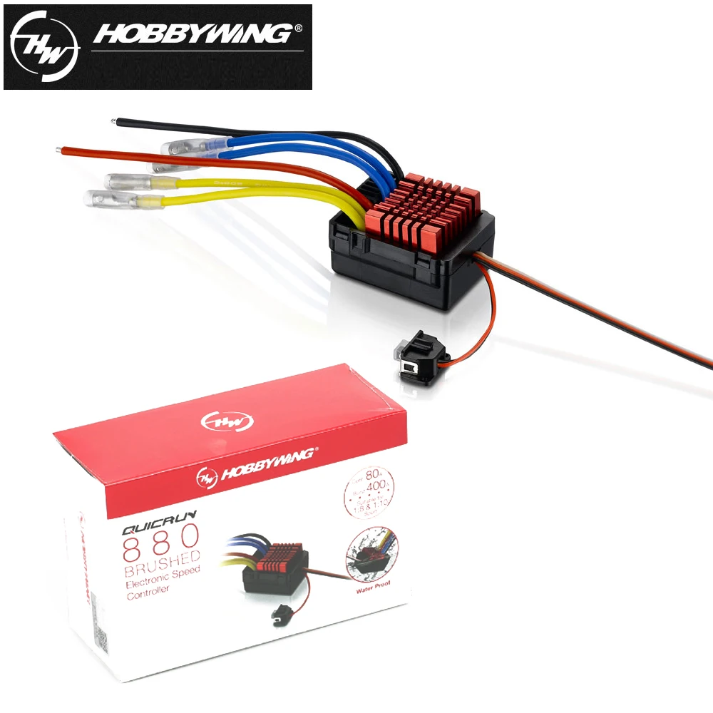 

Hot 1pcs RC ESC Original Hobbywing QuicRun WP-880 80A Dual Brushed Waterproof ESC Speed Controller For 1/8 RC Car