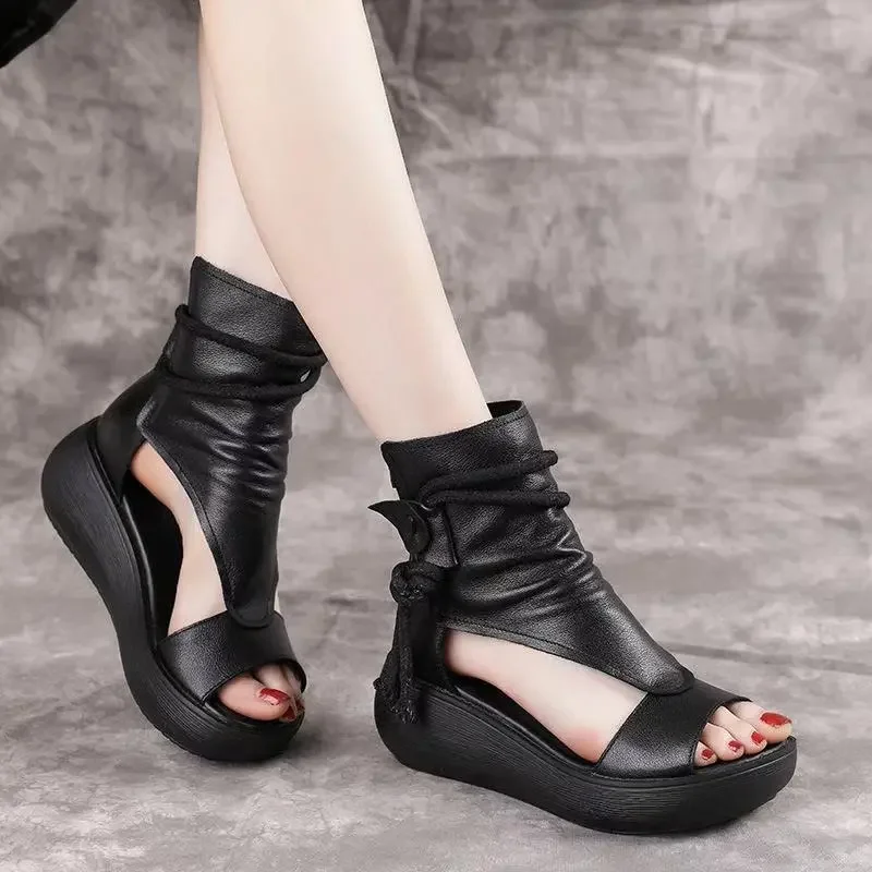 Summer Women Leather Sandals Platform Shoes Wedges Boots Women Shoes women wedges heels shoes,women sandals