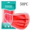10/20/30/40/50/60/70/80/90/100/200pc Disposable Face Mask Red Mouth Masks Personal Mask 3ply Ear Loop Masks Mascarillas 4
