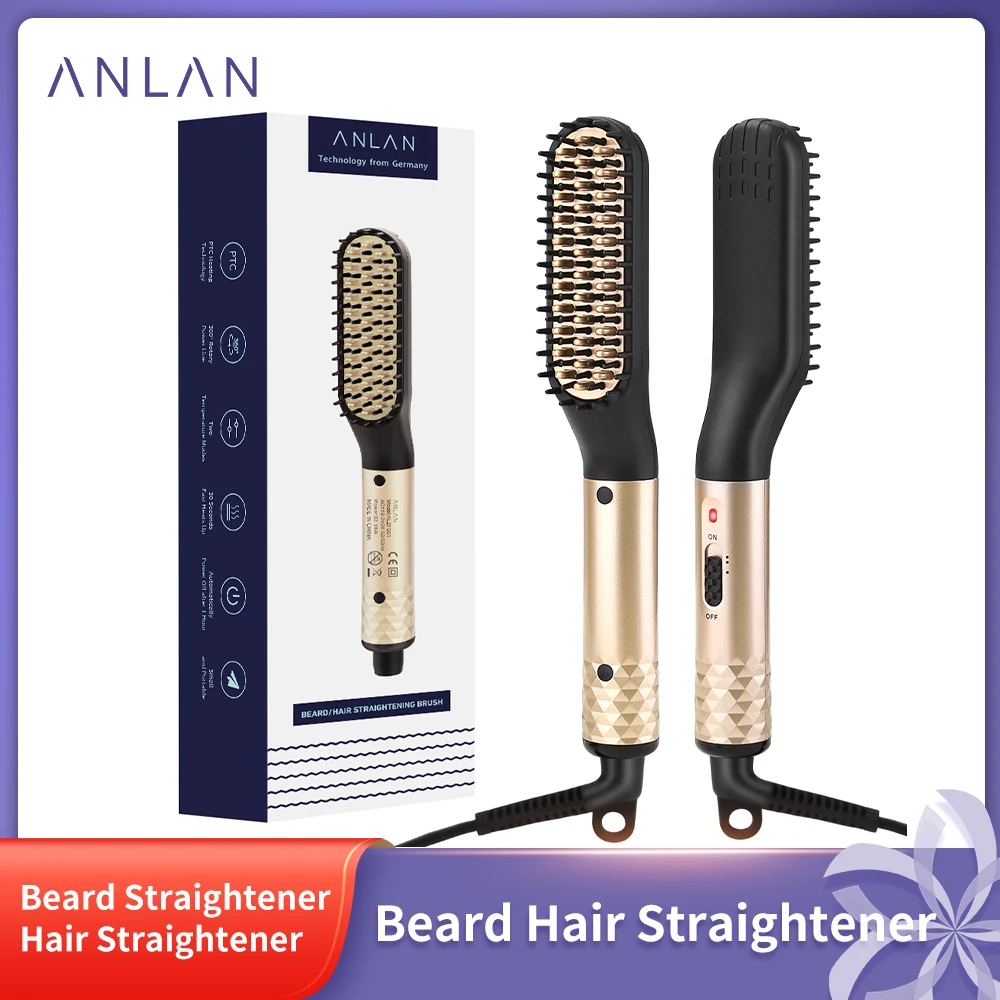 ANLAN Hair Comb Brush Beard Straightener Multifunctional Hair Straightening Comb Hair Curler Quick Beard Hair Styler EU Plug 1