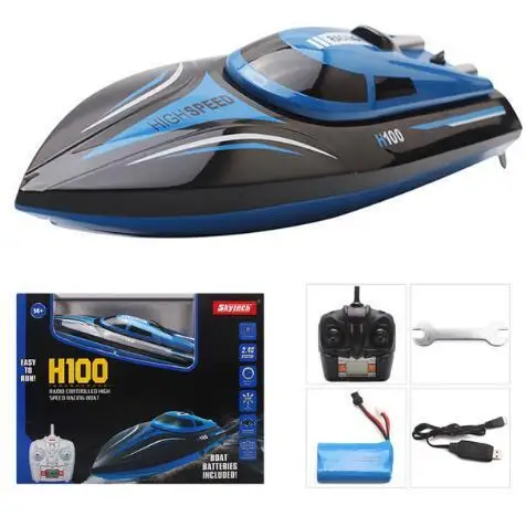 Рождественская игрушка TKKJ H100 2,4G RC лодка 180 градусов флип высокоскоростная электрическая RC гоночная лодка для бассейнов озера и приключений на открытом воздухе