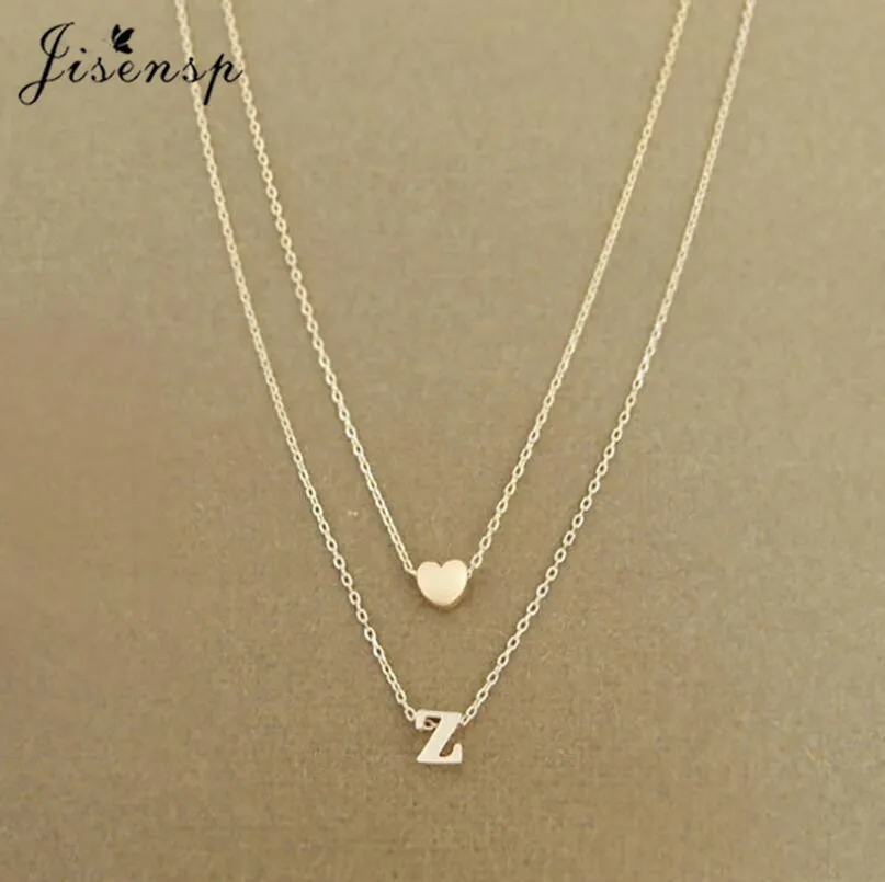 Jisensp Romantic Dainty Tiny Heart Initial Letter Choker Necklaces for Women Statement Jewelry Accessories Birthday Gifts