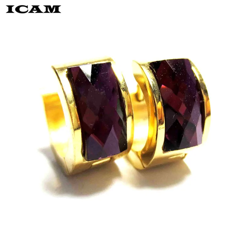 ICAM Gold Huggie Hoop серьги синий прозрачный циркониевый зажим на круг из нержавеющей стали серьги крошечные мини круглые - Окраска металла: Покрытие антикварной бронзой