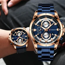 Мужские часы Curren от ведущего бренда, роскошные мужские наручные часы с хронографом, кварцевые спортивные часы синего золота для мужчин