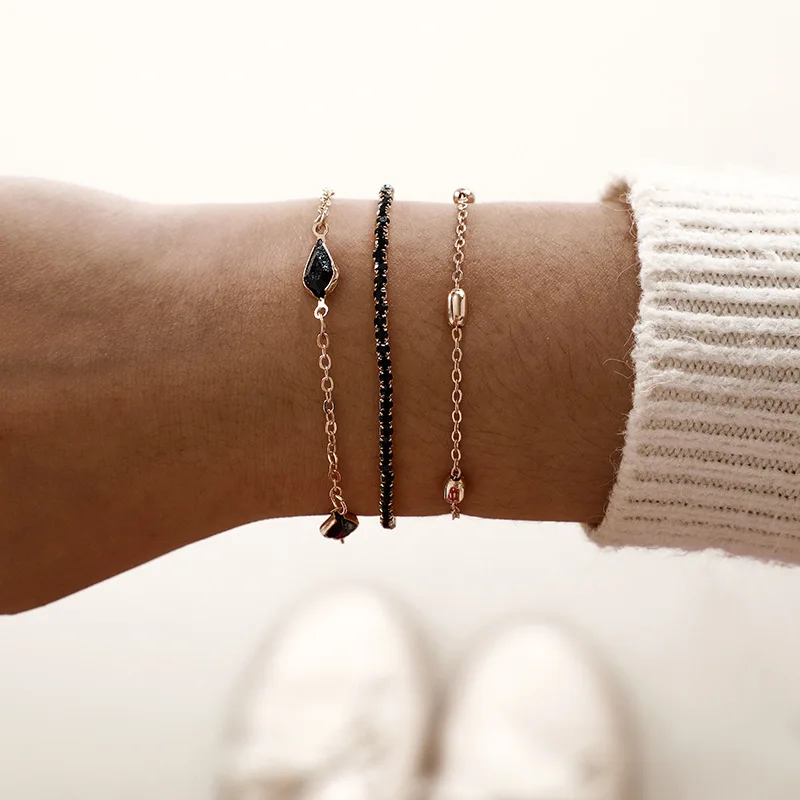 Золотой цвет богемный ручной работы 3 слоя черный браслет из бисера наборы для