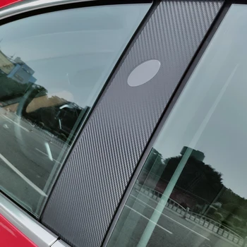 

2pcs Decorative Stickers Carbon Fiber Door Window Cover Sticker Anti-scratch Film Door Window Pillars For Tesla Model 3 17-19