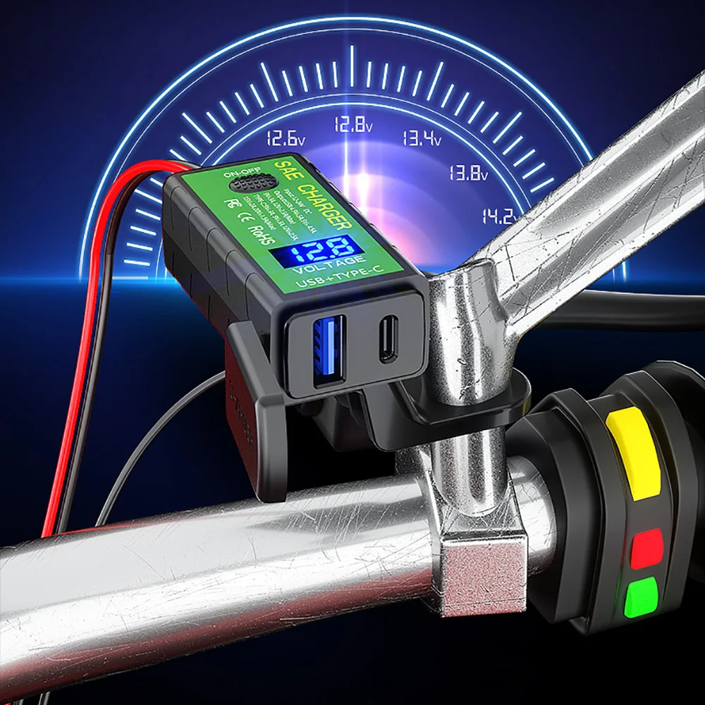 

Адаптер для быстрой зарядки телефона, мотоцикла, 12 В SAE на 2 USB, а/А