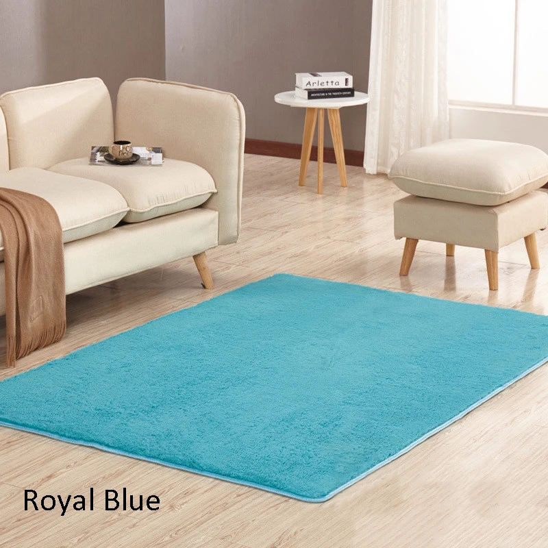 Royal Blue Нескользящий мягкий короткий плюшевый ковер современный Впитывающий Коврик для гостиной коврик для кофейного столика Подушка для спальни Пушистый Коврик для йоги A006A - Цвет: Royal Blue