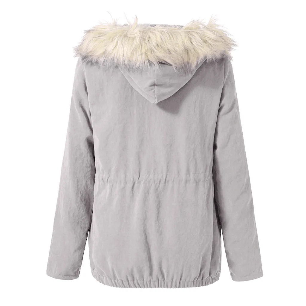 Женское зимнее плотное пальто, теплое пальто с капюшоном и карманами, тонкая парка из искусственного меха, Женская куртка abrigos mujer invierno 10,4