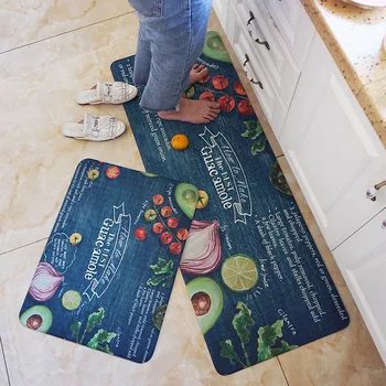 

Leather PVC Kitchen Mat Floor Mat Carpet Oil Proof Waterproof Rugs Oil Painting Breakfast Lunch Dinner Doormat Yoga Fitness Mats