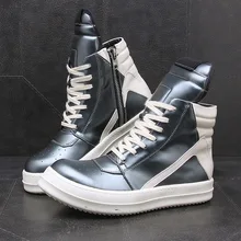 Мужские повседневные ботинки из натуральной кожи с высоким язычком; Мужская и женская модная обувь в стиле хип-хоп; ботинки из натуральной кожи на плоской подошве; обувь для пар