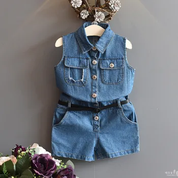 

Baby Girl Clothes Denim Romper Fashion Back Letters Newborn Baby Romper