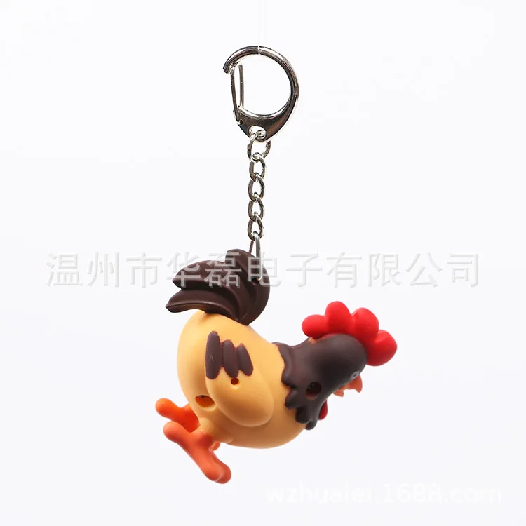 Hot Sales Cock LED Sound Making Shining Flashlight Keychain Car Handbag Pendant Small Gifts Manufacturers Direct Selling