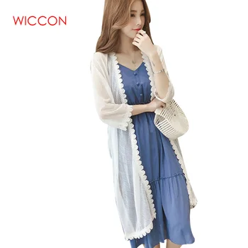 

Two Piece Set Women Summer V-neck Slim Waist Sleeveless Solid Loose Dress + Soft Sunscreen Cardigan