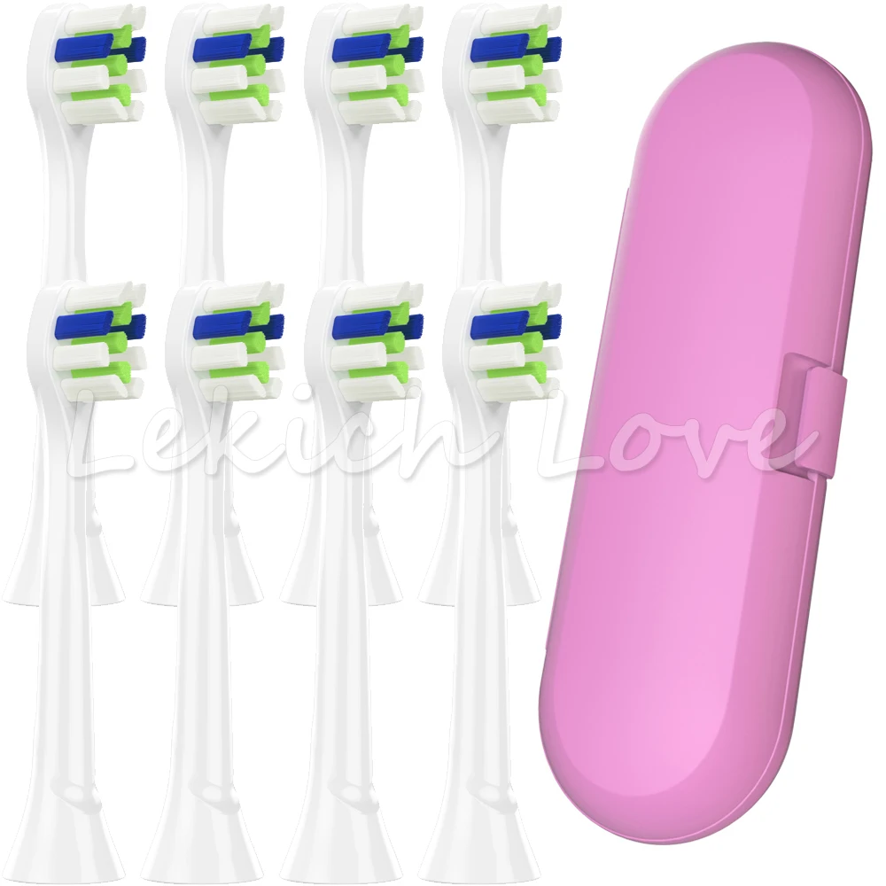 8 шт. мини-насадки для зубных щеток Philips Sonicare, подходят для Philips Sonicare, детская зубная щетка 2 серии, Flexcare - Цвет: 8Pcs with Pink Case