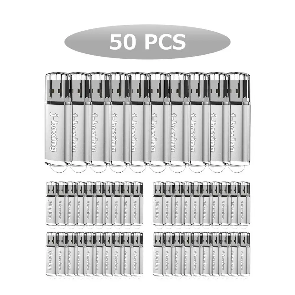 Серебристый J-boxing 50 шт. 64 Мб флеш-диск USB 2,0 прямоугольная Флешка для большого пальца флэш-накопитель для ПК ноутбука планшета Macbook Multicolors - Цвет: Серебристый