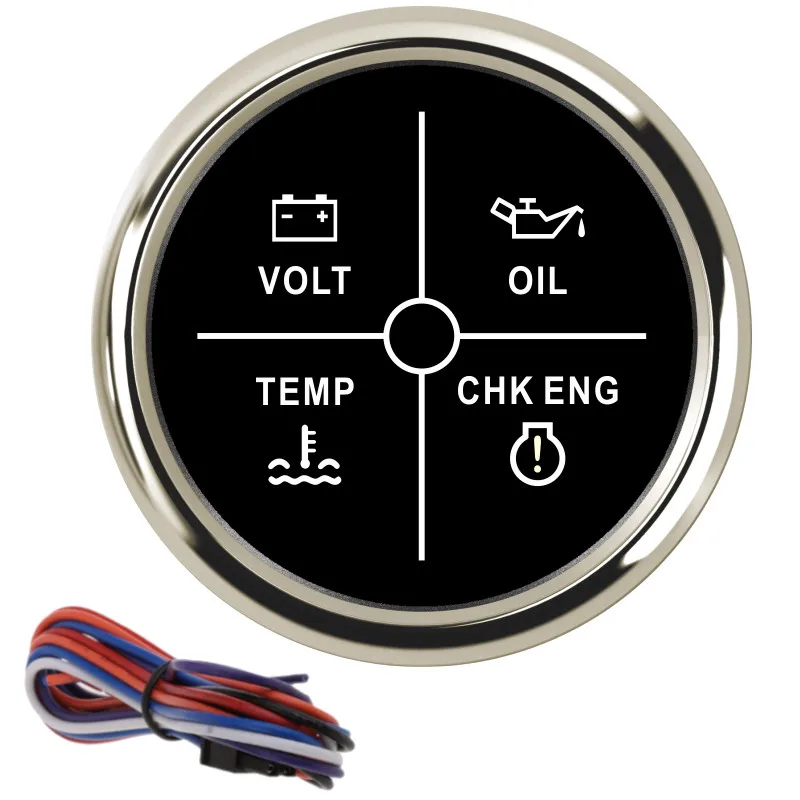 

52mm Digital Car Voltmeter Alarm Gauge Meter Oil Pressure Water Temperature Engine Alarm 4LED With Red Backlight 12V/24V