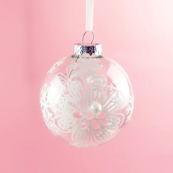 

Christmas Christmas tree decorations glass creative pendants hanging window gift foreign trade 8cm snowflake beads