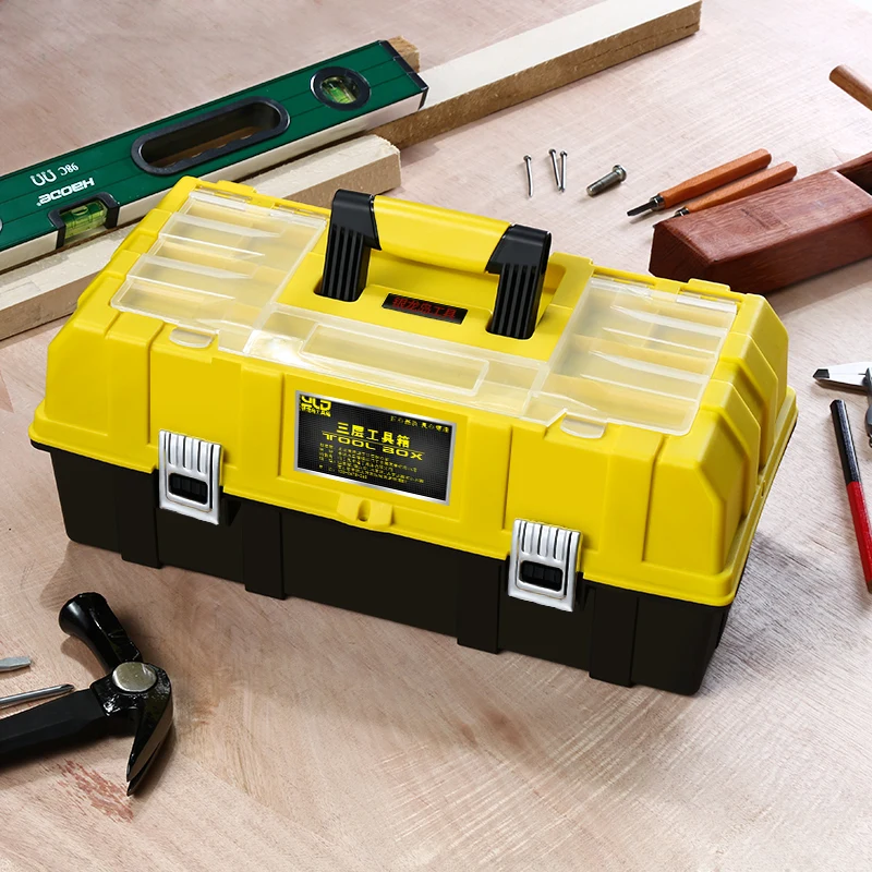 Hardware plastic household toolbox Large medium portable multi-function repair tool box car storage box