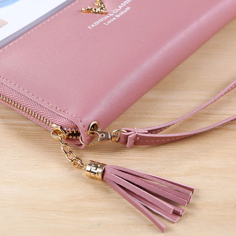 

Women Lady Wallets Long Handbag Zipper Purses Bag Deer Pattern For Coin Money Cards -OPK