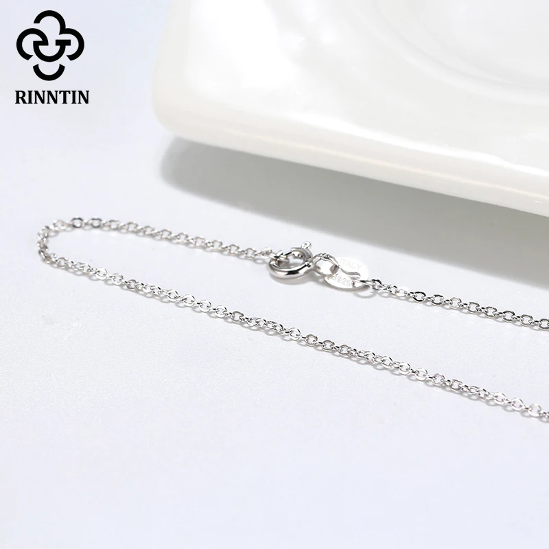Rinntin Fashion S925 Silver O Cross Link Chain Necklace Classic Long Necklace Men Women Hip Hop Neck Chain Jewelry Gift SC20 2