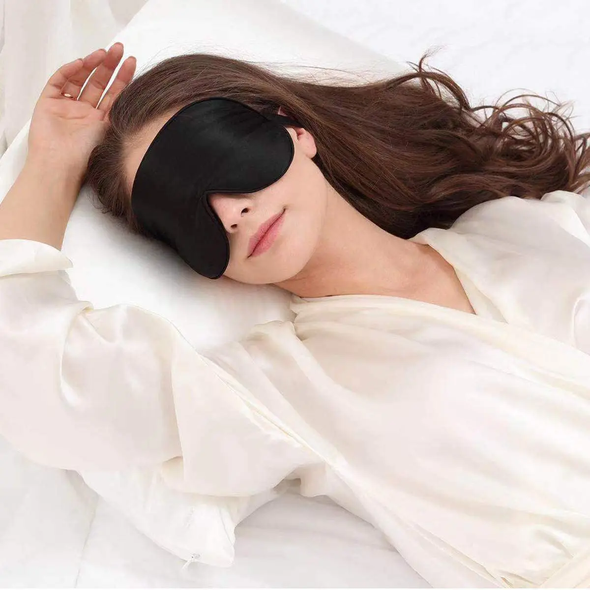 Natural Silk Sleep Mask Blindfold Smooth Night Sleeping Eyeshade Block Out Light Travel Eyepatch