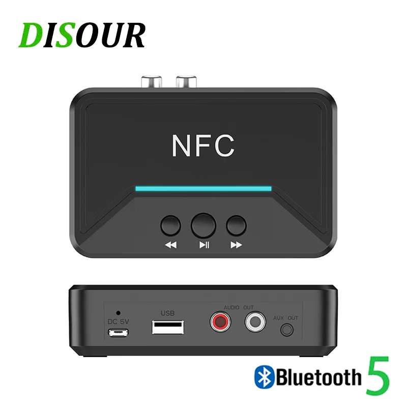Bluetooth ресивер DISOUR 5 0 беспроводной адаптер NFC A2DP RCA AUX 3 мм поддержка USB для