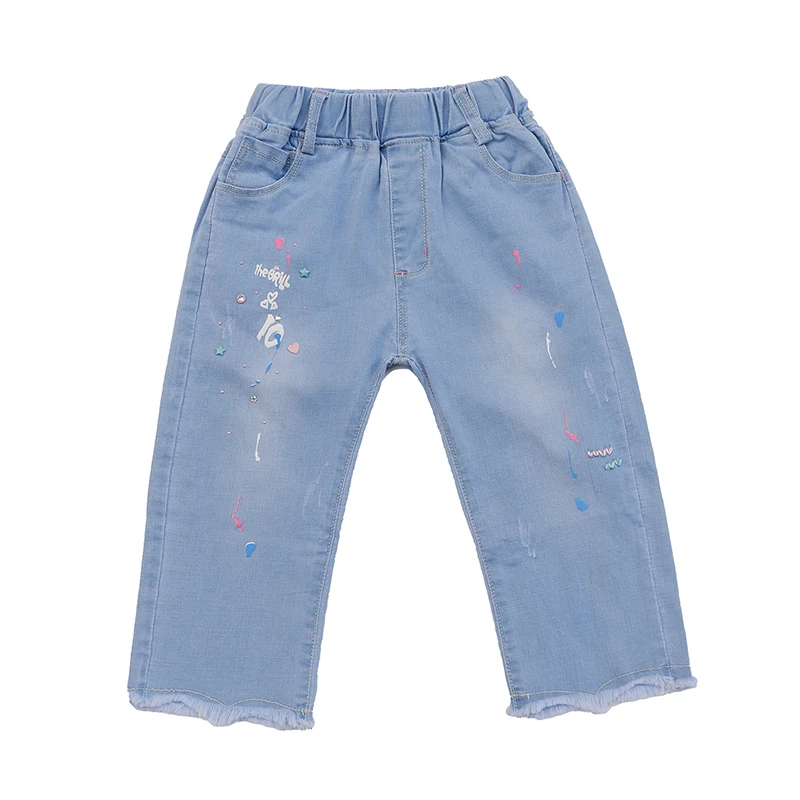 Children Toddler Kids Baby Girls Letter Print Pants Denim Tassel Clothes Jeans Pants 2-8T Lovely Baby Child Pants