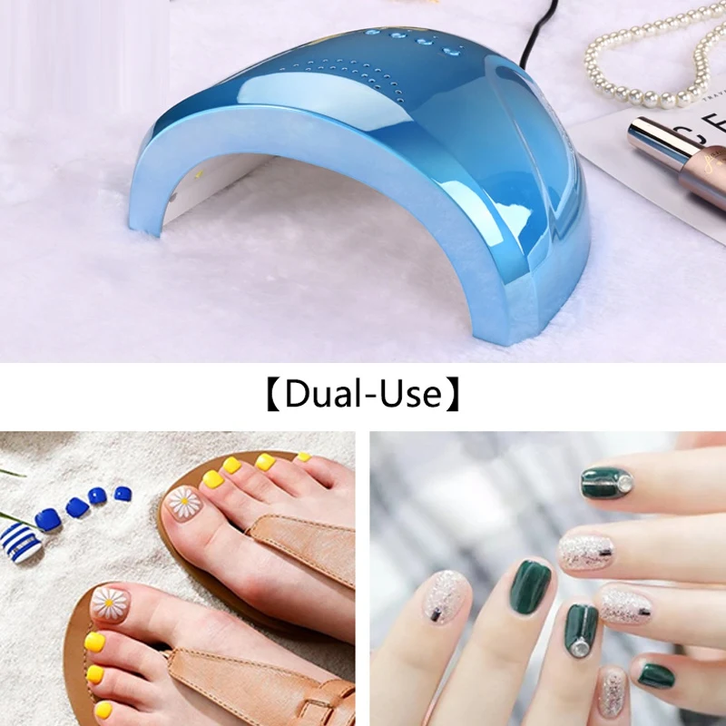 ABVP Cool Color Nail Light 24/48W Dual Power Setting Led Uv Nail Phototherapy Machine Nail Polish Curing Induction Dryer Eu Plug