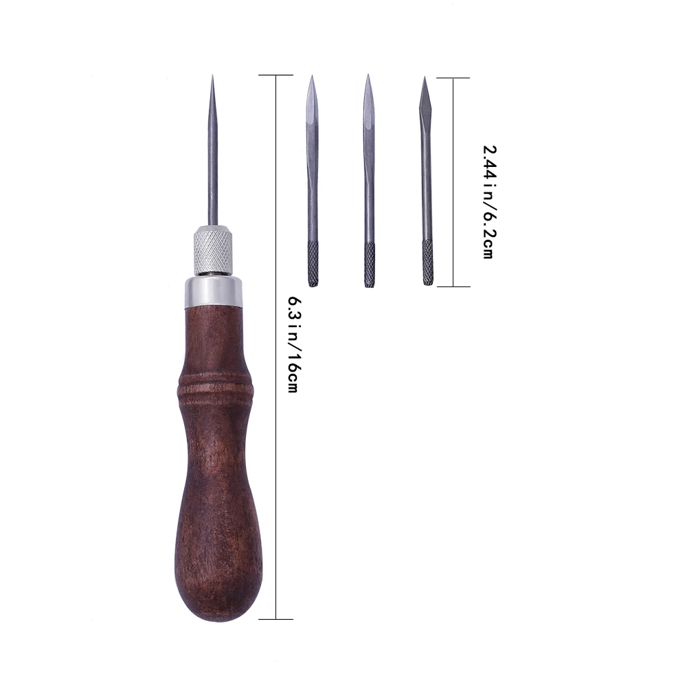 MIUSIE 4 дюйма 1 DIY кожаные инструменты для шитья шило с деревянной ручкой кожаный холст набор игл для шитья костура царапина шило кожевенное ремесло Sewin