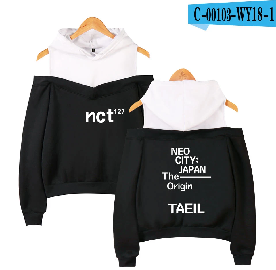 NCT 127 без бретелек с открытыми плечами толстовка женская Корея хит популярные толстовки популярная комбинация толстовка женская одежда - Цвет: 8