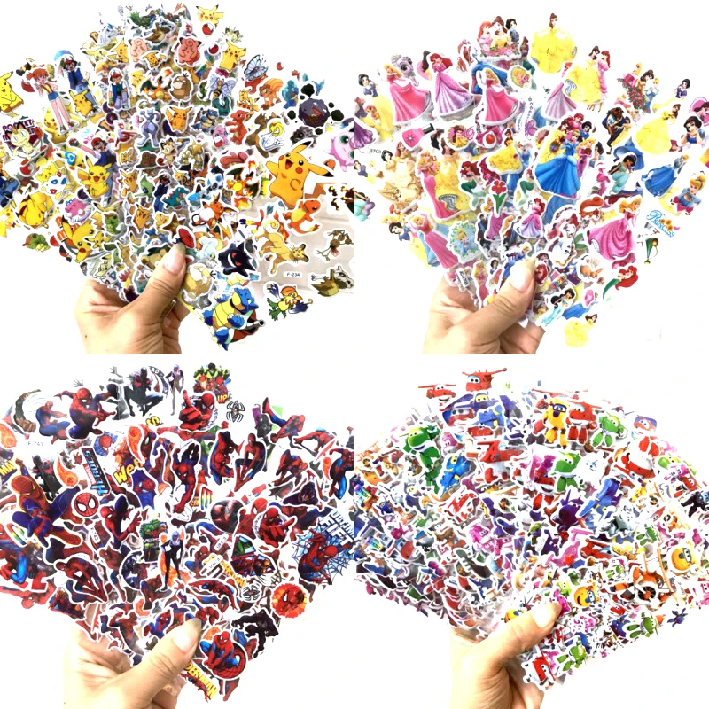 6-12Sheets winnei the pooh bear Sticker no repeating cartoon children's Wall Stickers pull bar box guitar personalized graffiti