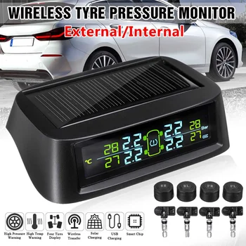 

Solar TPMS Temperature Tire Pressure Alarm Monitor Digital LCD Display English C700 Car Tyre Pressure Sensors System Waterproof