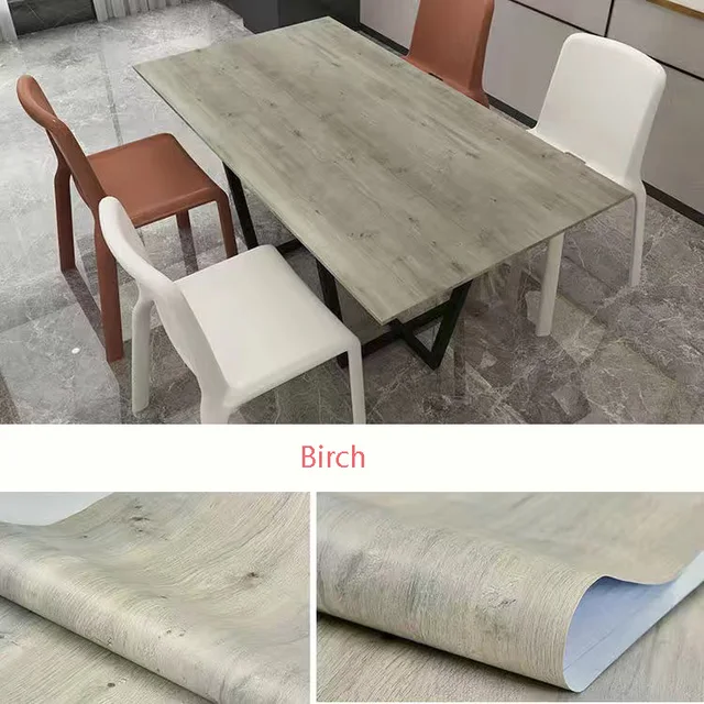 DIY Wood Grain Wallpaper for Kitchen Films Reconditioned Clothes Closet Closet Door Furniture for Home Office Decor Wall Sticker Birch