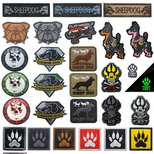 Emblemas de borracha bordados do pvc do emblema do combate tático remendos decorativos militares do exército do cão de ovelha do remendo bordado do cão k9