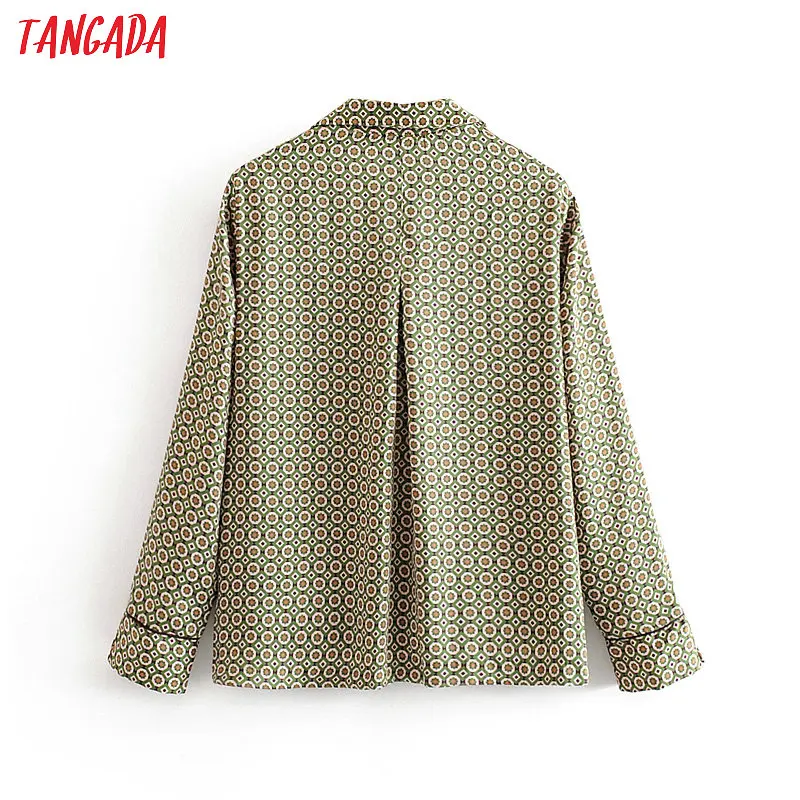 Tangada, Женская шикарная блузка в горошек, милая, длинный рукав, пуговицы, женская, французская мода, повседневные рубашки, стильные женские топы 3H160