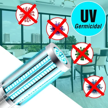 

60W Led UV Germicidal Lamp E27 Led UVC Disinfection Ultraviolet Light Bulb with Remote Controller 99% 254nm Antibacterial Lights