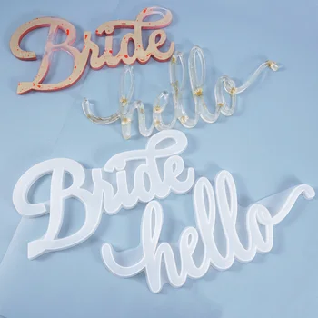 

DIY Crystal Epoxy Mold English Blessing Words Hello Listing House Number Bride Pendant Silicone Mold