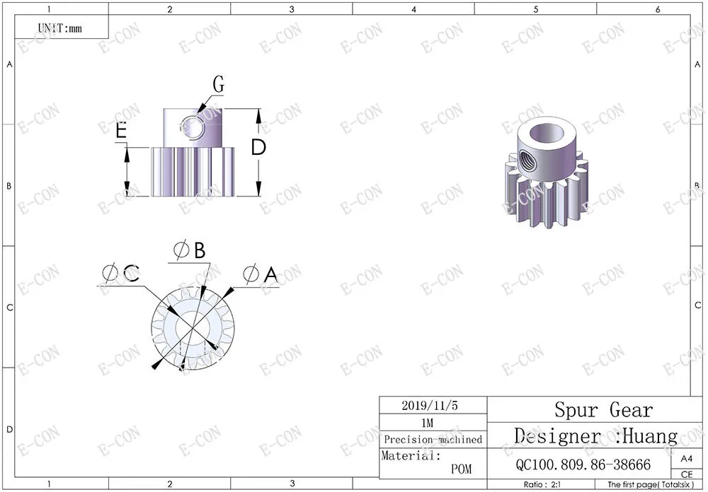 1M12T Gear 3-6mm Bore Hole 12Teeth 1 Module POM Gear Wheel with Top Screws