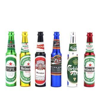 

2pcs Beer Shape Metal Pipe Length 68mm Smoking Cigarette Herb Tobacco Smoke Pipes pipa Grinder weed accessories
