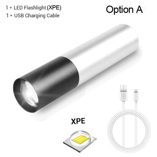 Перезаряжаемый фонарик USB 3/4 режимов водонепроницаемый светодиодный фонарик с фокусом масштабируемый встроенный аккумулятор портативный фонарь для наружного освещения - Испускаемый цвет: Option A