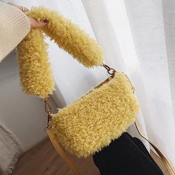 

Fashion Faux Fur Shoulder Bags Small Evening Cluth Crossbody Bags for Women 2019 Lady Winter Warm Handbags Girls Christmas Gift